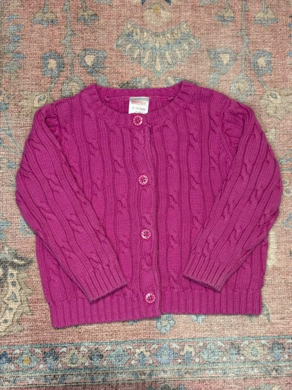 Gymboree Fuchsia Cable-Knit Button Toddler Cardigan *Almost Vintage* 2009